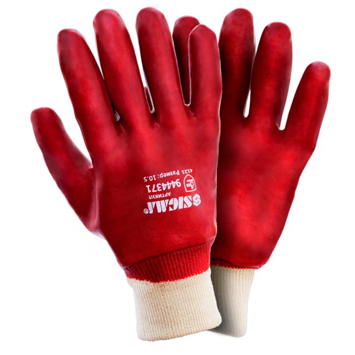 Sigma 9444371 Knitted gloves with PVC coating (red, cuff) 120 pairs 9444371: Buy near me in Poland at 2407.PL - Good price!
