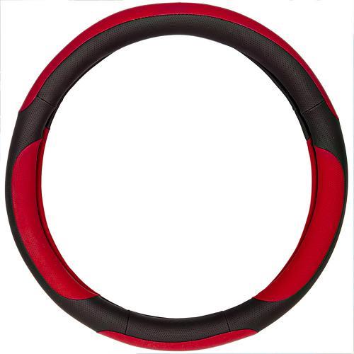 Steering wheel cover with red inserts, leatherette M (37-39cm) Vitol U 080242RD M