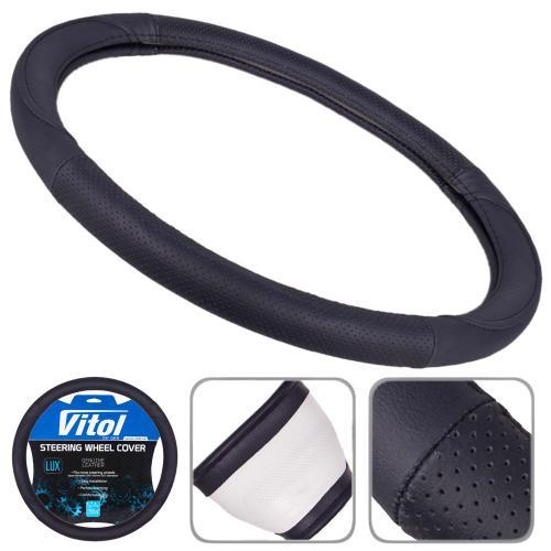 Vitol Steering wheel cover black, perforated leather L (39-41cm) – price