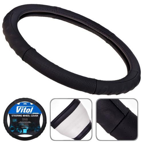 Vitol Steering wheel cover black, perforated leather S (35-37cm) – price
