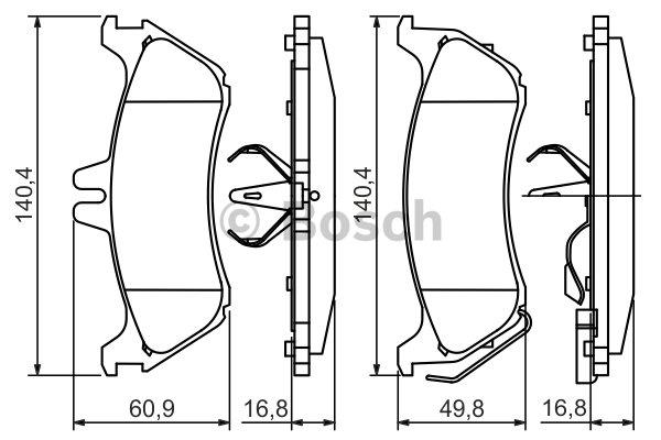 Гальмівні колодки, комплект Bosch 0 986 424 708