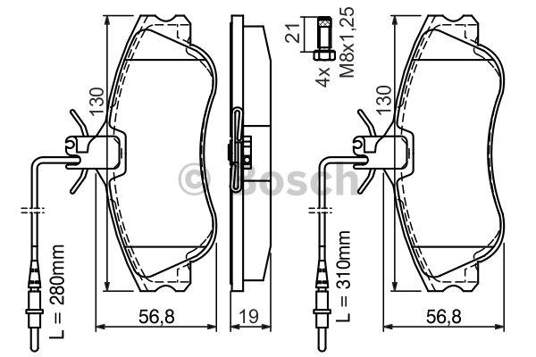 Гальмівні колодки, комплект Bosch 0 986 424 414