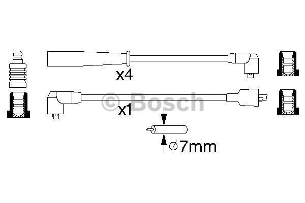 Przewody wysokiego napięcia, komplet Bosch 0 986 356 807