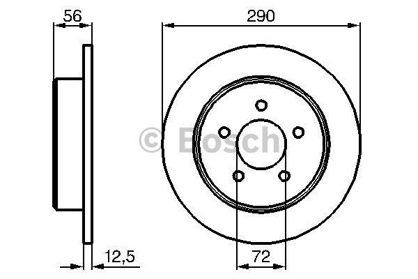 Bosch Rear brake disc, non-ventilated – price 142 PLN