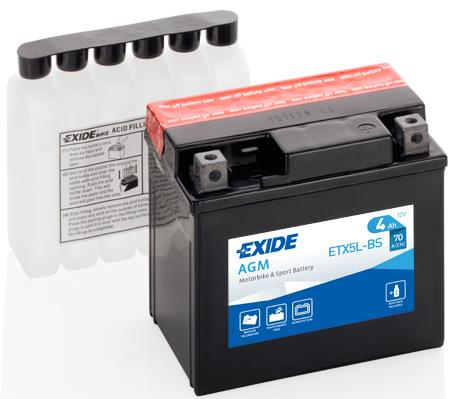 Exide ETX5L-BS Аккумулятор Exide AGM 12В 4Ач 70А(EN) R+ ETX5LBS: Отличная цена - Купить в Польше на 2407.PL!