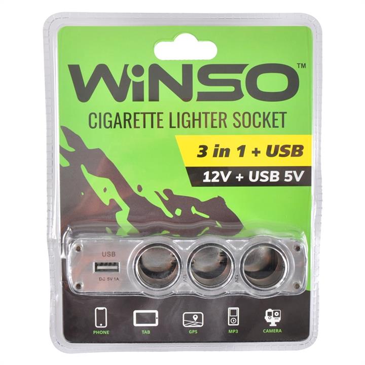 Winso 200130 Разветвитель гнезда прикуривателя с предохранителем, 3 в 1 + USB, 12V + USB 5V 200130: Отличная цена - Купить в Польше на 2407.PL!