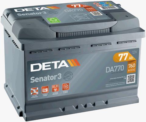 Deta DA770 Battery Deta Senator 3 12V 77AH 760A(EN) R+ DA770: Buy near me at 2407.PL in Poland at an Affordable price!