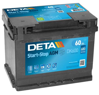 Deta DK600 Battery Deta Start-Stop AGM 12V 60AH 680A(EN) R+ DK600: Buy near me at 2407.PL in Poland at an Affordable price!