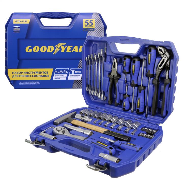 Goodyear GY002055 Zestaw narzędzi Goodyear 55 elementów w plastikowym pudełku 1/2, 1/4 GY002055: Dobra cena w Polsce na 2407.PL - Kup Teraz!