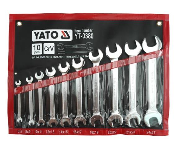 Yato YT-0380 Klucze płaskie z polerowaną główką kpl 6-27 mm, 10 cz YT0380: Dobra cena w Polsce na 2407.PL - Kup Teraz!
