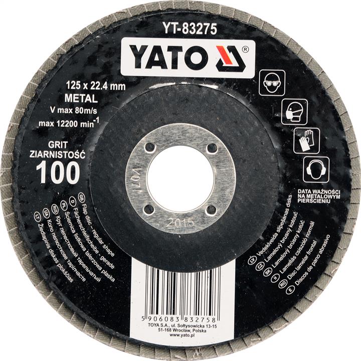 Yato YT-83272 Flap wheel straight, 125 mm, 22.4 mm, P40 YT83272: Buy near me in Poland at 2407.PL - Good price!