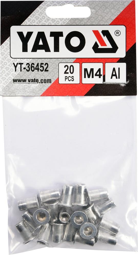 Заклепки резьбовые алюминиевые М4, 11 мм, 20 шт Yato YT-36452