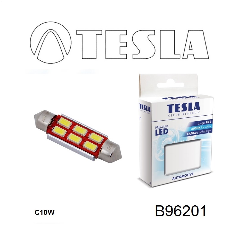 Tesla B96201 LED lamp Festoon 41 12V SV8,5 (2 pcs.) B96201: Buy near me in Poland at 2407.PL - Good price!