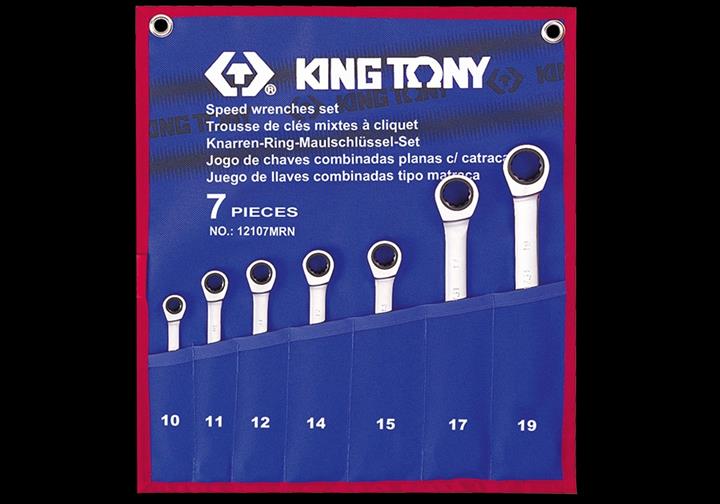 King tony 12107MRN Zestaw kluczy klucze combi z grzechotką 7sht. (10-19mm) 12107MRN: Dobra cena w Polsce na 2407.PL - Kup Teraz!