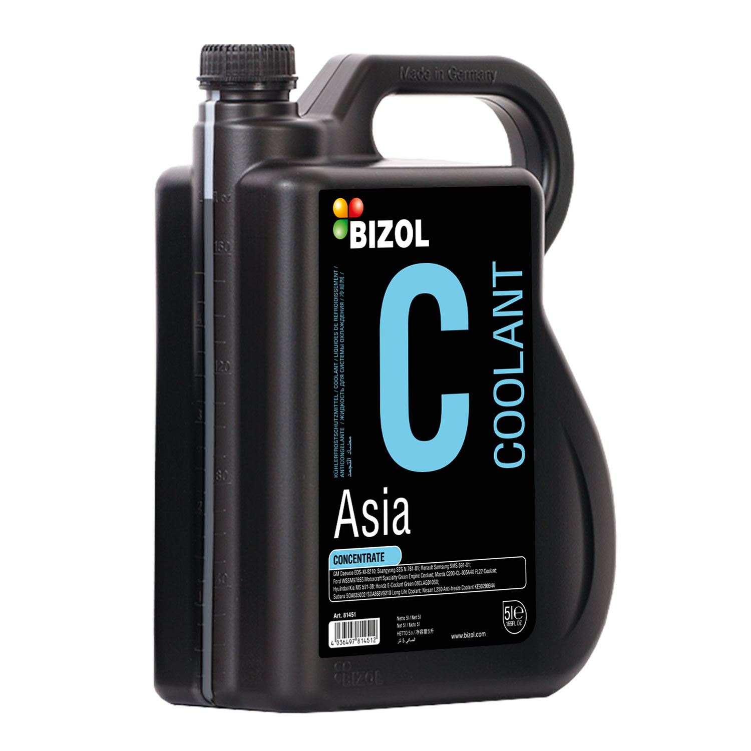 Bizol B81451 Coolant concentrate COOLANT ASIA, green, 5L B81451: Buy near me in Poland at 2407.PL - Good price!