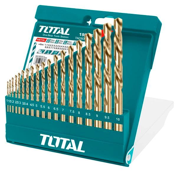 Total Tools TACSD0195 Набор спиральных сверл TOTAL TACSD0195 19шт, d1-10мм TACSD0195: Отличная цена - Купить в Польше на 2407.PL!