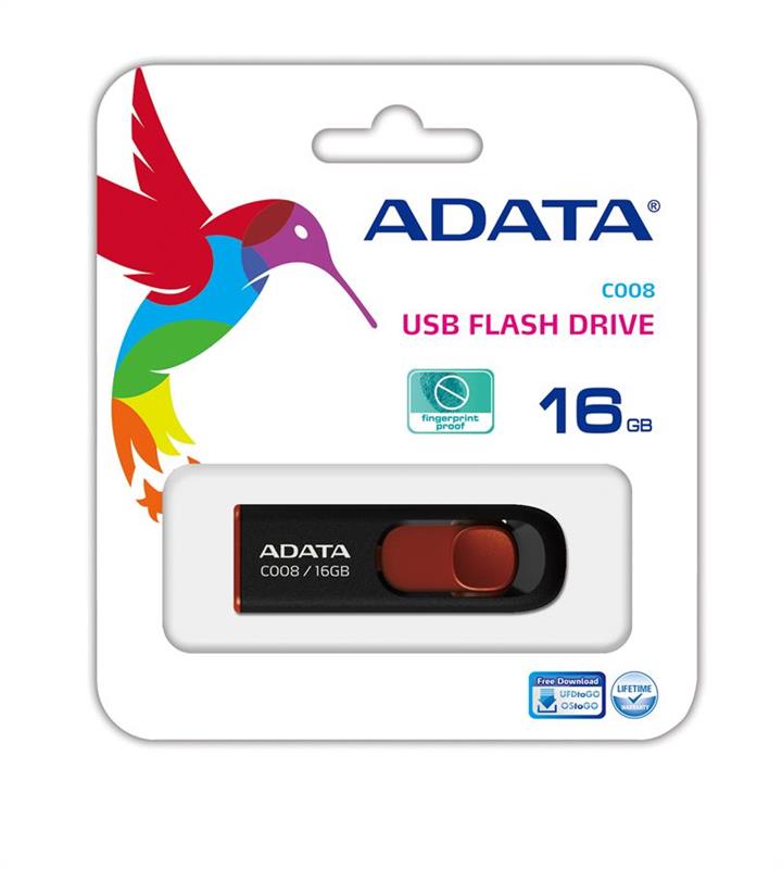 ADATA AC008-16G-RKD Flash A-DATA USB 2.0 C008 16Gb Black/Red AC00816GRKD: Dobra cena w Polsce na 2407.PL - Kup Teraz!