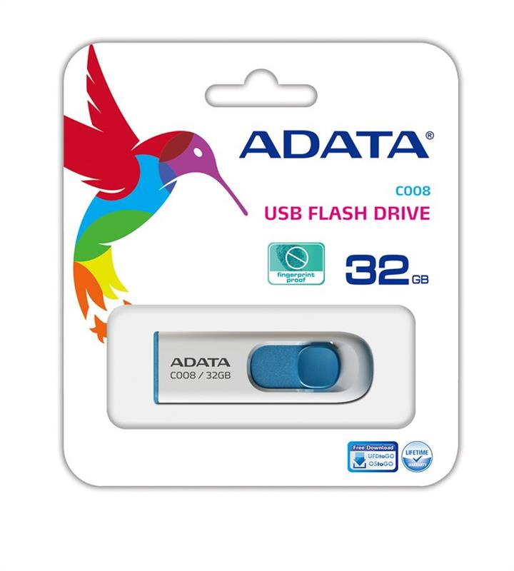 ADATA AC008-32G-RWE Flash A-DATA USB 2.0 C008 32Gb White/Blue AC00832GRWE: Dobra cena w Polsce na 2407.PL - Kup Teraz!