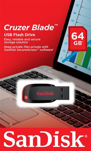 Sandisk SDCZ50-064G-B35 Накопитель SanDisk 64GB USB Cruzer Blade SDCZ50064GB35: Отличная цена - Купить в Польше на 2407.PL!