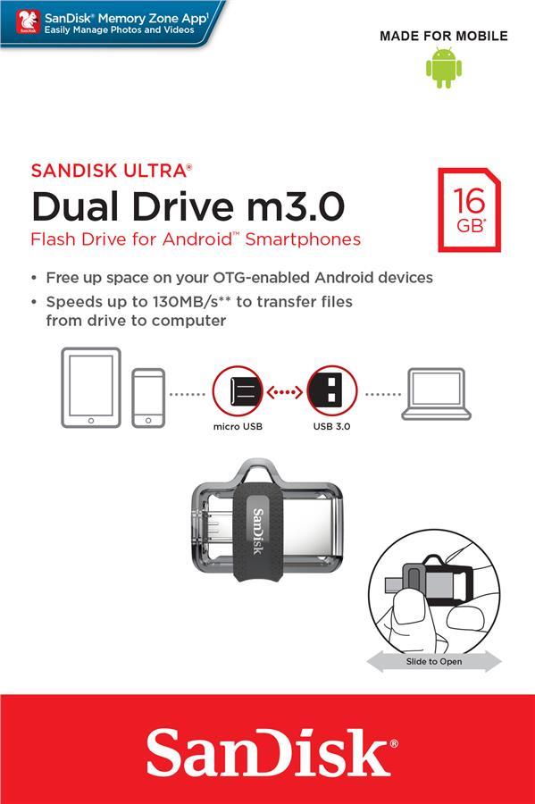Sandisk SDDD3-016G-G46 Flash SanDisk USB 3.0 Ultra Dual OTG 16Gb (130 Mb/s) SDDD3016GG46: Kaufen Sie zu einem guten Preis in Polen bei 2407.PL!