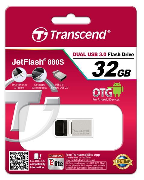 Transcend TS32GJF880S Napęd Transcend 32 GB USB 3.0 JetFlash OTG 880 Metal Silver TS32GJF880S: Dobra cena w Polsce na 2407.PL - Kup Teraz!