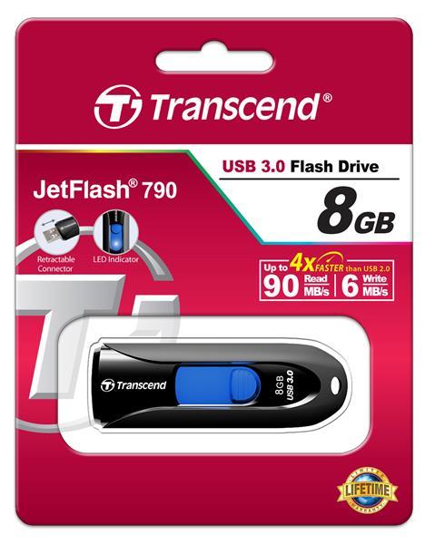 Transcend TS8GJF790K Napęd Transcend 8 GB USB 3.0 JetFlash 790 Czarny TS8GJF790K: Dobra cena w Polsce na 2407.PL - Kup Teraz!