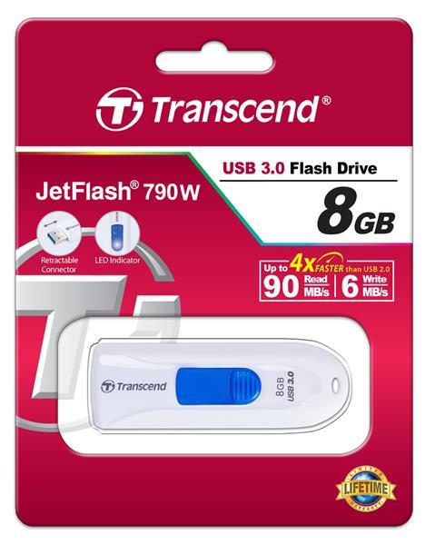 Transcend TS8GJF790W Накопичувач Transcend 8GB USB 3.0 JetFlash 790 Бiлий TS8GJF790W: Приваблива ціна - Купити у Польщі на 2407.PL!