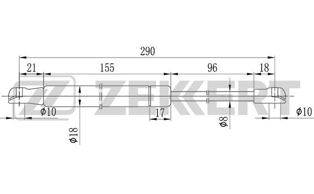 Zekkert GF-1679 Gas hood spring GF1679: Buy near me in Poland at 2407.PL - Good price!