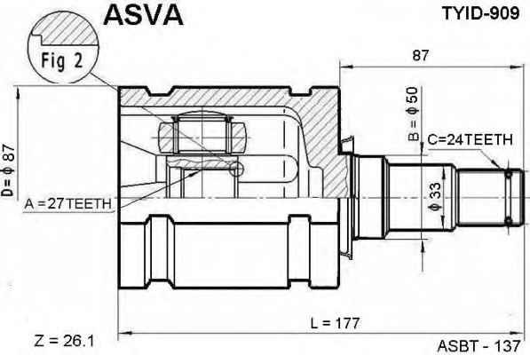 Asva TYID-909 CV joint TYID909: Buy near me in Poland at 2407.PL - Good price!
