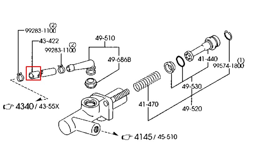 Mazda 0870-43-422B Шланг циліндру зчеплення 087043422B: Приваблива ціна - Купити у Польщі на 2407.PL!