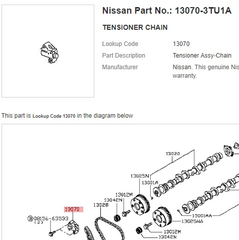 Nissan 13070-3TU1A Napinacz łańcucha układu rozrządu silnika spalinowego 130703TU1A: Dobra cena w Polsce na 2407.PL - Kup Teraz!