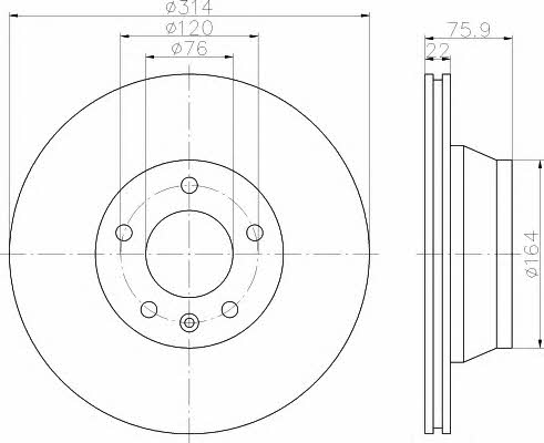 Hella-Pagid 8DD 355 109-801 Rear ventilated brake disc 8DD355109801: Buy near me in Poland at 2407.PL - Good price!