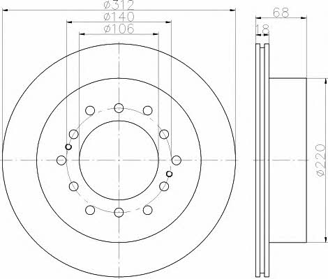 Hella-Pagid 8DD 355 114-861 Диск гальмівний задній вентильований 8DD355114861: Приваблива ціна - Купити у Польщі на 2407.PL!