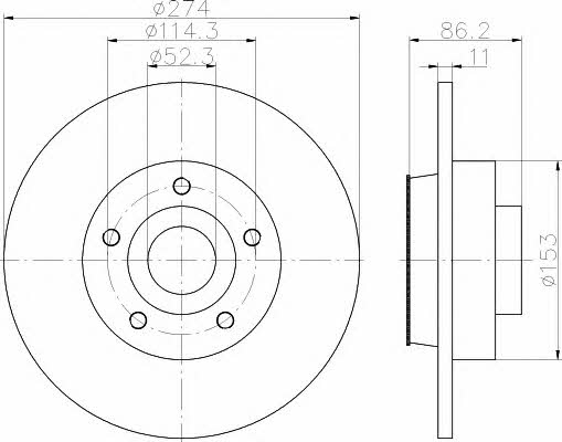 Hella-Pagid 8DD 355 117-351 Rear brake disc, non-ventilated 8DD355117351: Buy near me at 2407.PL in Poland at an Affordable price!