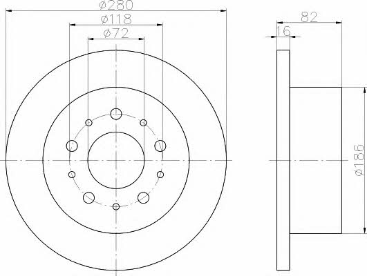 Hella-Pagid 8DD 355 108-961 Rear brake disc, non-ventilated 8DD355108961: Buy near me in Poland at 2407.PL - Good price!