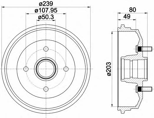 Hella-Pagid 8DT 355 301-361 Rear brake drum 8DT355301361: Buy near me at 2407.PL in Poland at an Affordable price!