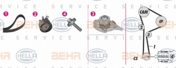 Behr-Hella 8MP 376 814-831 TIMING BELT KIT WITH WATER PUMP 8MP376814831: Buy near me in Poland at 2407.PL - Good price!