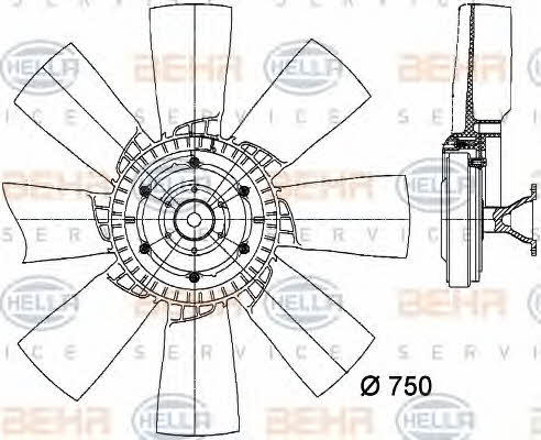 Behr-Hella 8MV 376 728-371 Hub, engine cooling fan wheel 8MV376728371: Buy near me in Poland at 2407.PL - Good price!