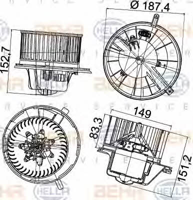 Behr-Hella 8EW 351 043-211 Fan assy - heater motor 8EW351043211: Buy near me in Poland at 2407.PL - Good price!