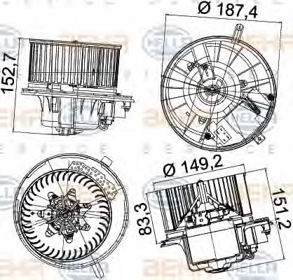 Behr-Hella 8EW 351 043-221 Fan assy - heater motor 8EW351043221: Buy near me in Poland at 2407.PL - Good price!