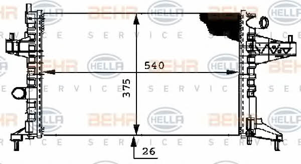 Radiator, engine cooling Behr-Hella 8MK 376 714-364