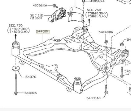 Nissan 54400-JN00A Front subframe 54400JN00A: Buy near me in Poland at 2407.PL - Good price!