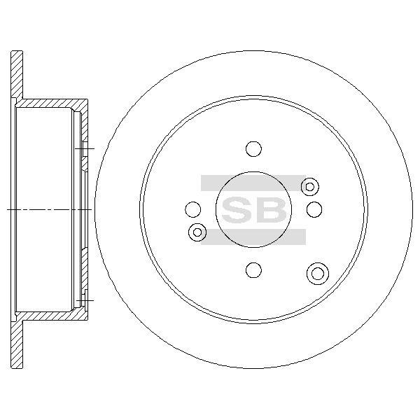 Sangsin SD1080 Rear brake disc, non-ventilated SD1080: Buy near me in Poland at 2407.PL - Good price!