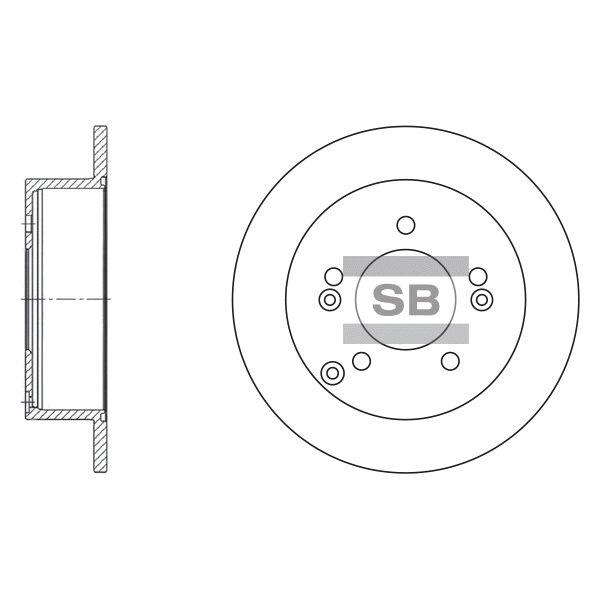 Sangsin SD1024 Rear brake disc, non-ventilated SD1024: Buy near me in Poland at 2407.PL - Good price!