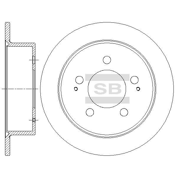 Sangsin SD5201 Rear brake disc, non-ventilated SD5201: Buy near me in Poland at 2407.PL - Good price!
