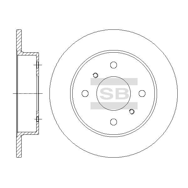 Sangsin SD4236 Rear brake disc, non-ventilated SD4236: Buy near me in Poland at 2407.PL - Good price!