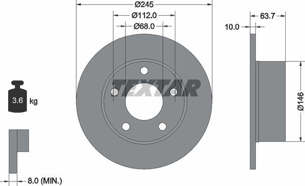 Textar 98200057501 Brake disc 98200057501: Buy near me at 2407.PL in Poland at an Affordable price!