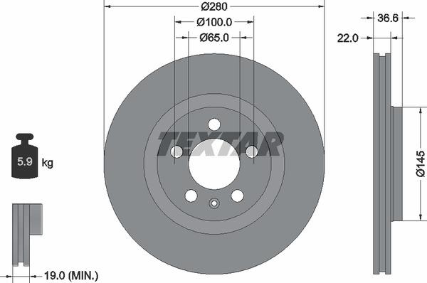Textar 98200 0823 0 1 Brake disc 98200082301: Buy near me at 2407.PL in Poland at an Affordable price!