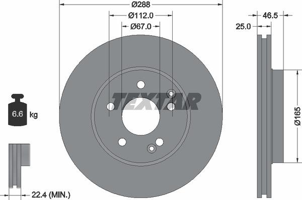Textar 92105905 Тормозной диск вентилируемый, 1 шт. 92105905: Отличная цена - Купить в Польше на 2407.PL!