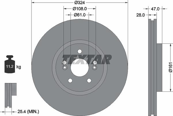 Textar 92119405 Front brake disc ventilated 92119405: Buy near me in Poland at 2407.PL - Good price!